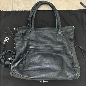 Day & Mood black boho leather handbag